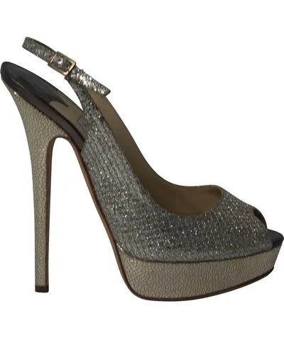 Jimmy Choo Vita Glitter Pumps in Champagne Leather