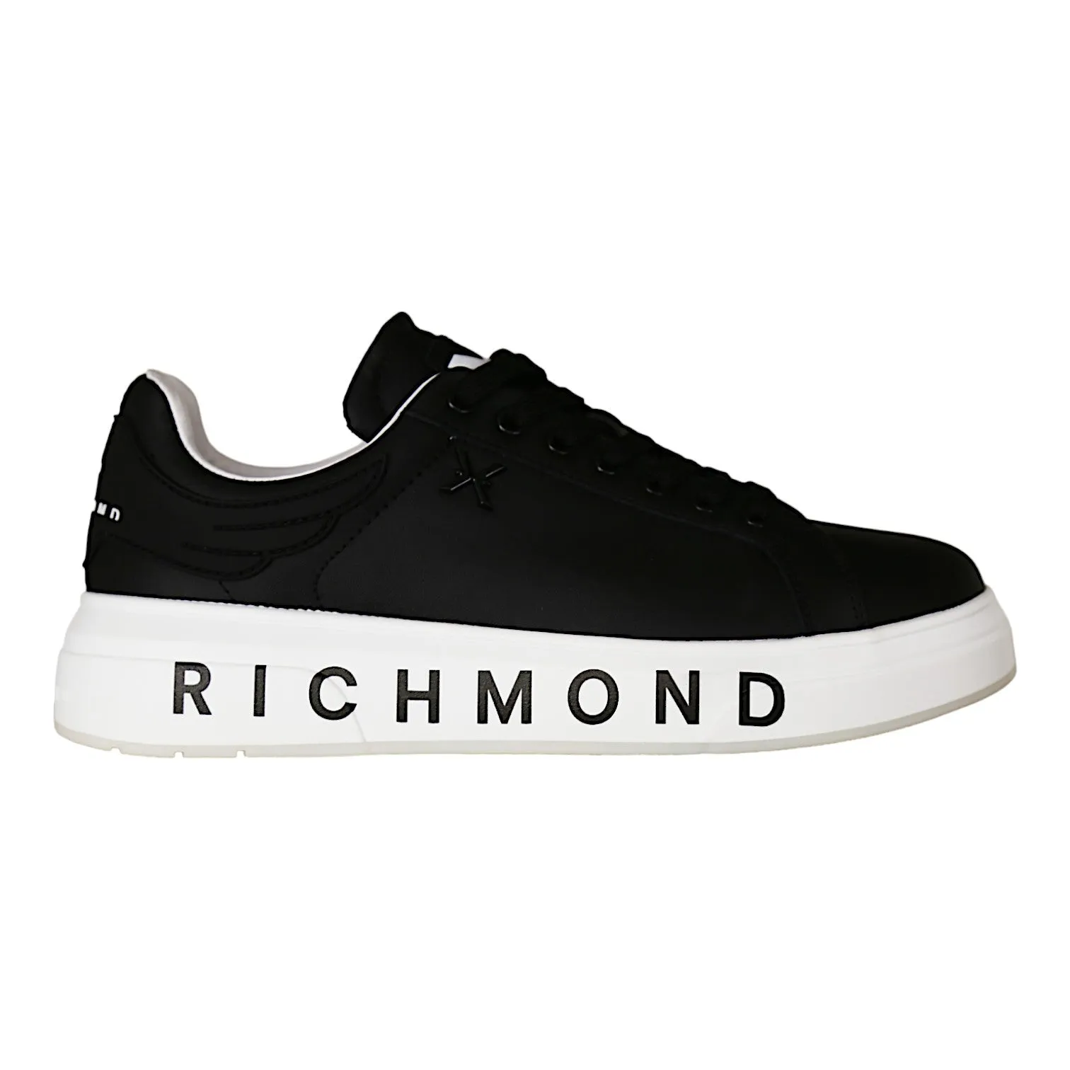 John Richmond 22204/CP Men's Shoes Black Calf-Skin Leather Casual Sneakers (JR1000)