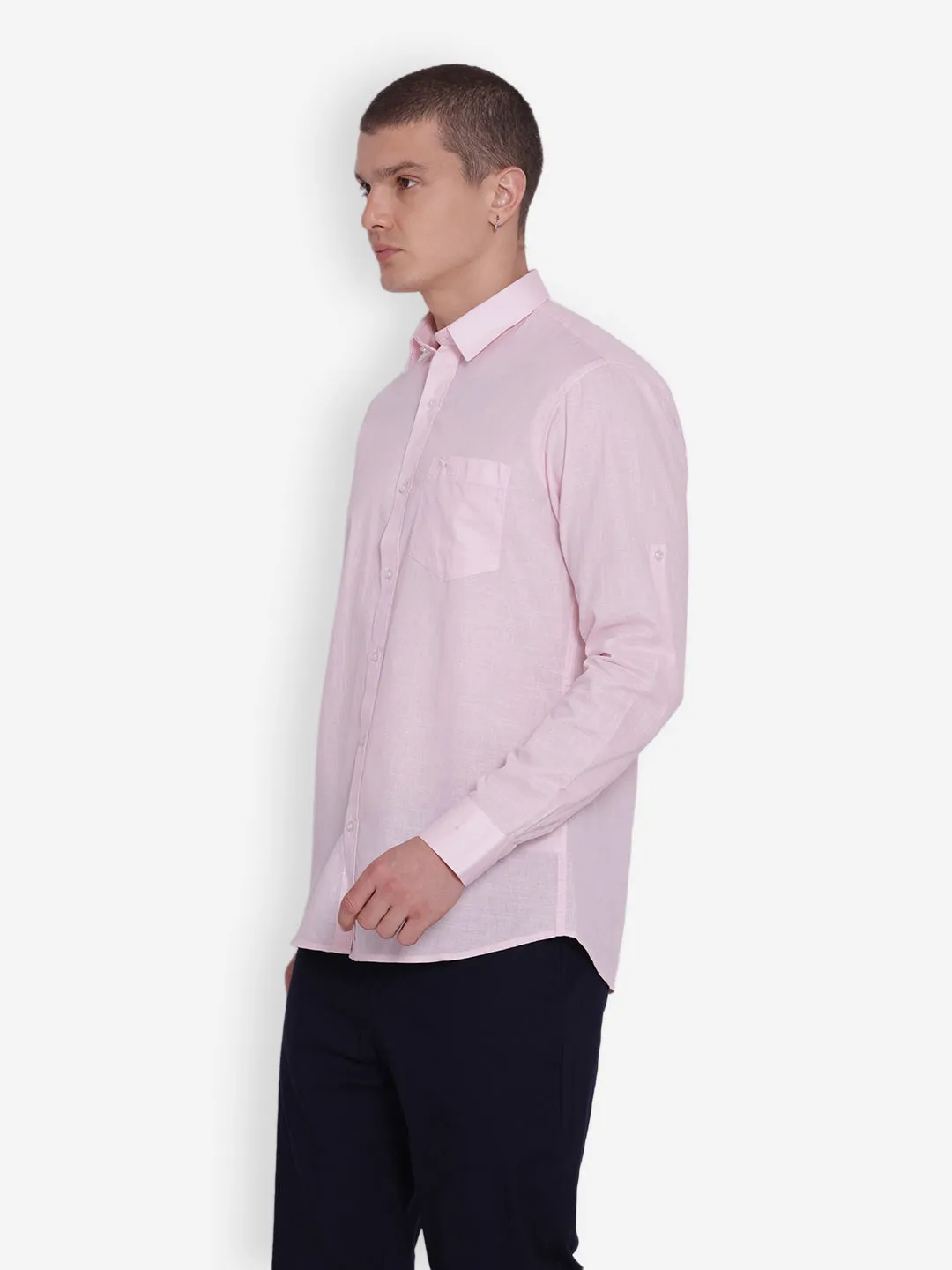 JUMP USA Men Pink Solid Cotton Casual Shirts