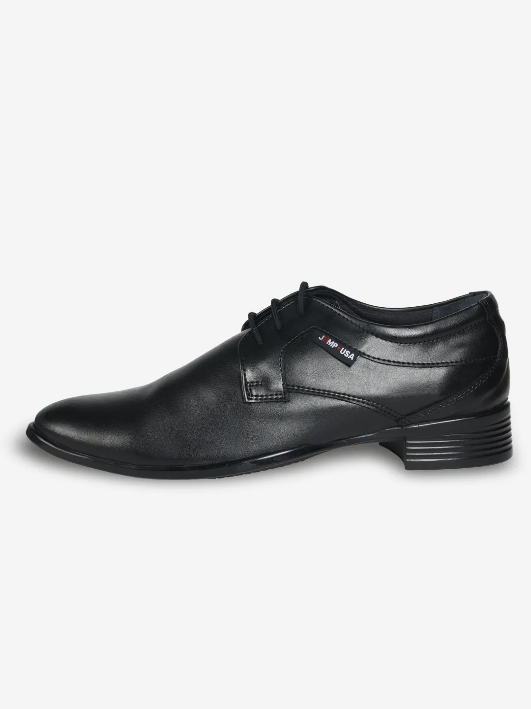 JUMP USA Men's Black Leather Formal Derbys