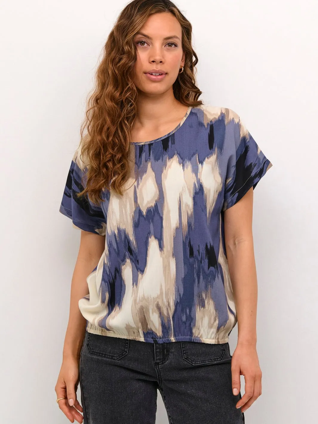 Kaffe KAbeathe Stanley bluse blue abstract print