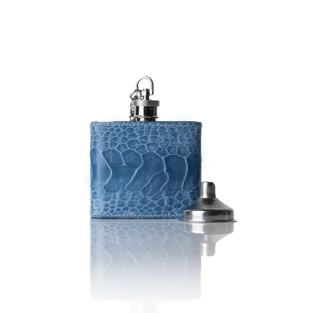 Key Chain Flask, 2 Oz, Bright Blue O.L.