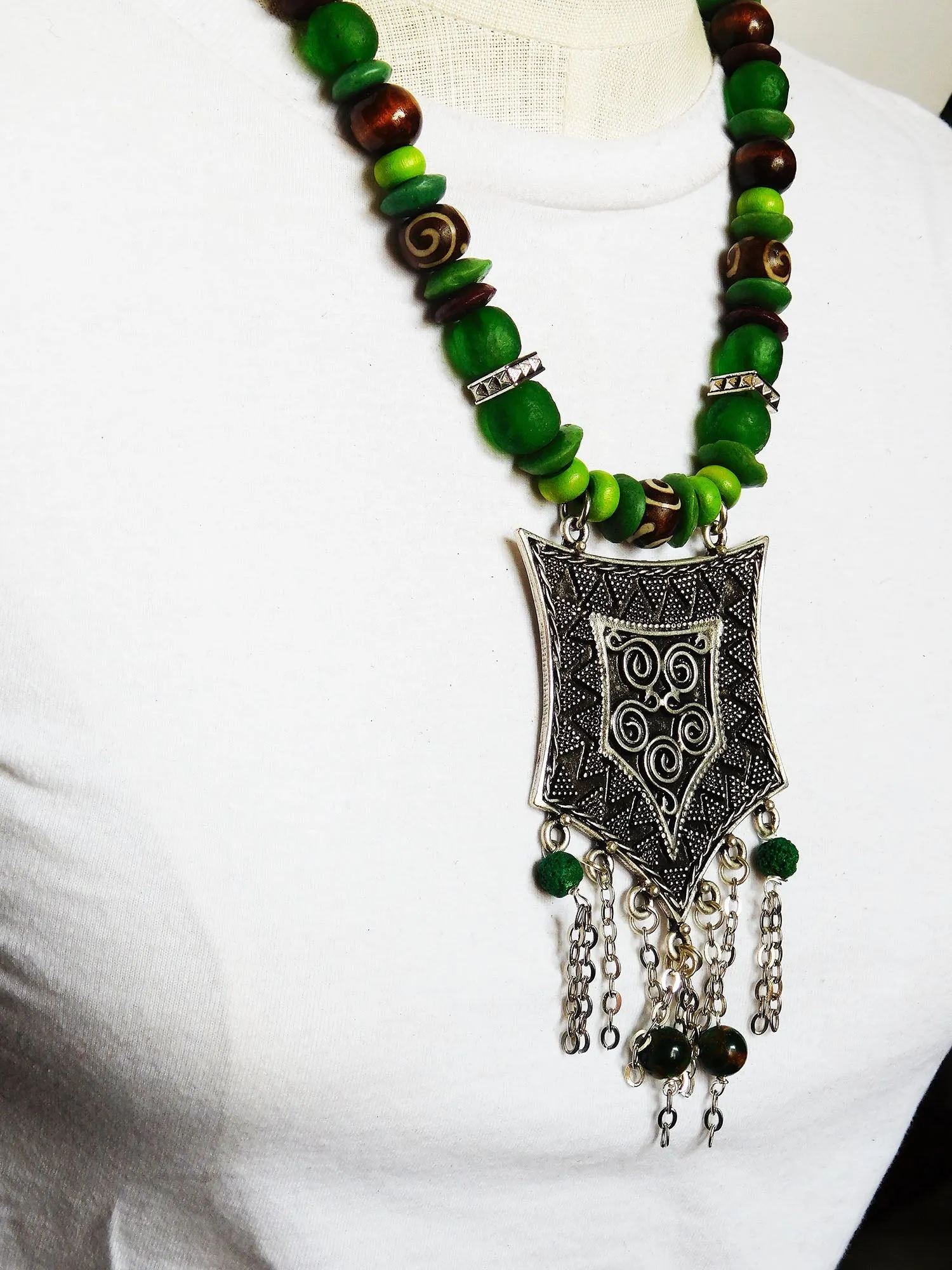 Large Ethnic Women Necklace Green Jewelry Ethnic Statement fashion