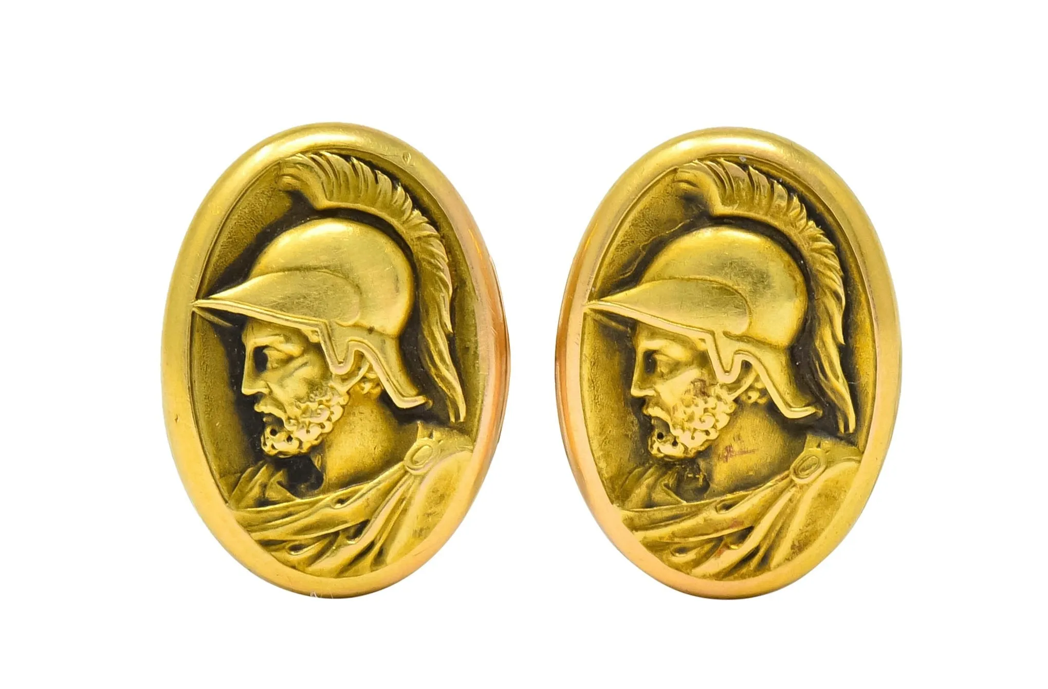 Larter & Sons 1905 Art Nouveau 14 Karat Gold Ajax Greek Warrior Men's Cufflinks