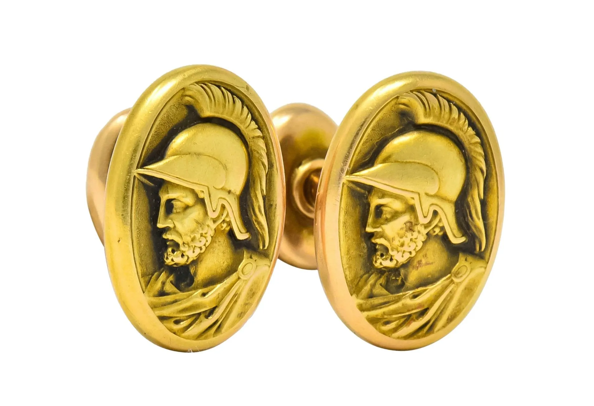 Larter & Sons 1905 Art Nouveau 14 Karat Gold Ajax Greek Warrior Men's Cufflinks