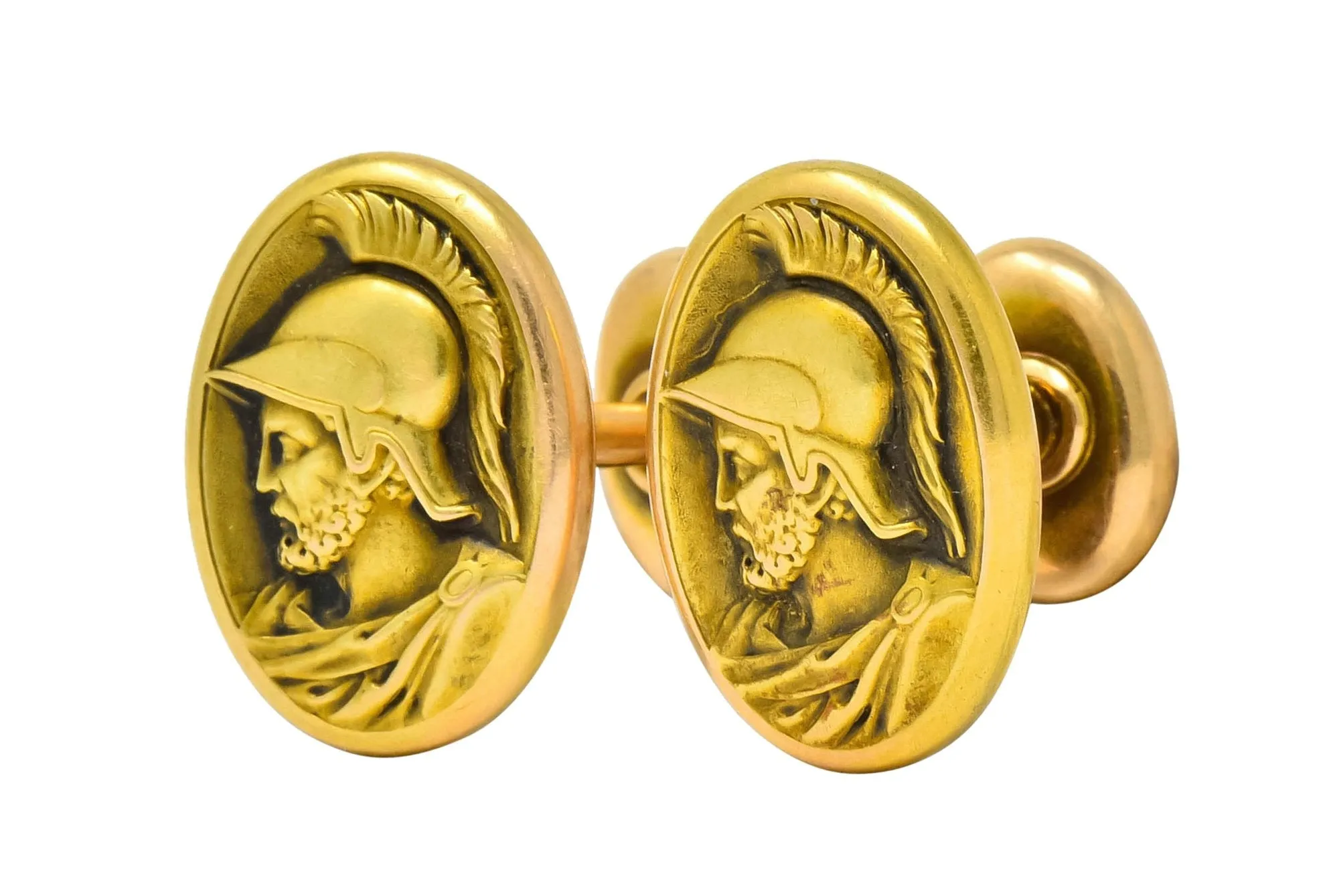 Larter & Sons 1905 Art Nouveau 14 Karat Gold Ajax Greek Warrior Men's Cufflinks