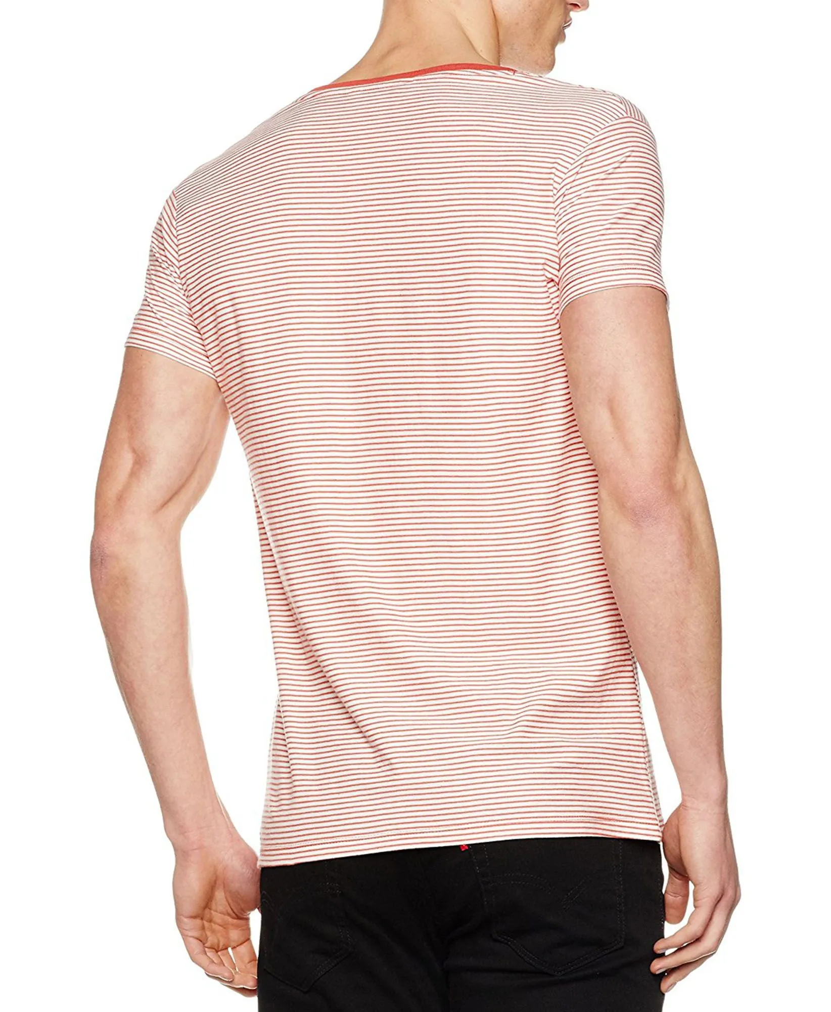 Lee Casual Crew Neck Stripe T-shirt Faded Red