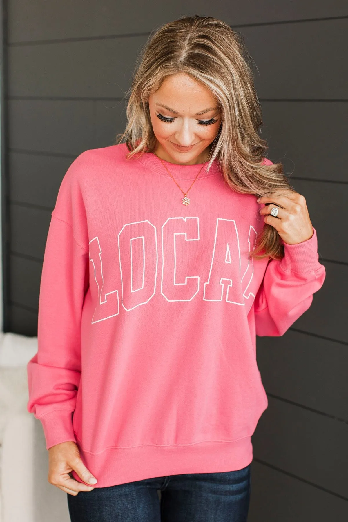 Local Crew Neck Pullover- Pink