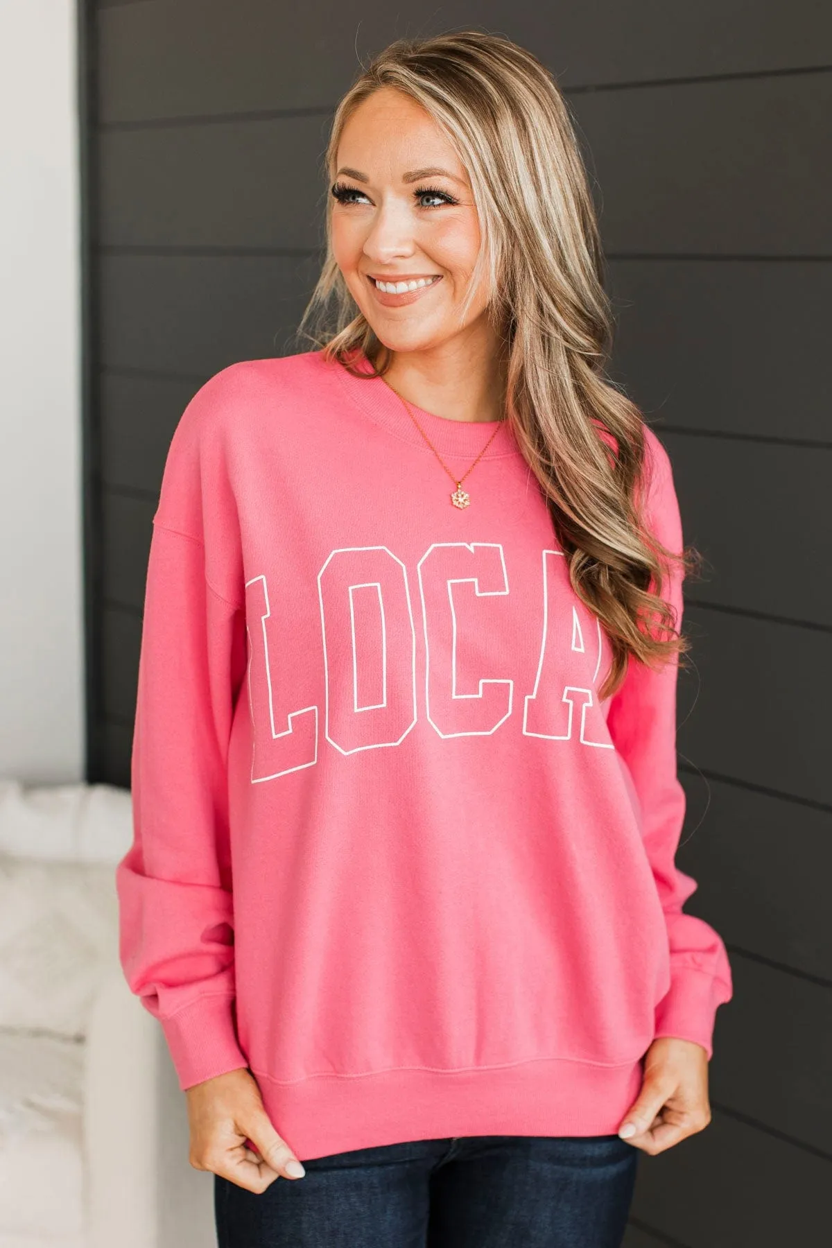 Local Crew Neck Pullover- Pink