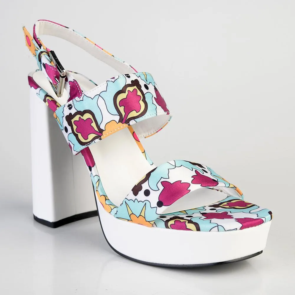 Madison Aurora Block Heel Sandal - White Multi