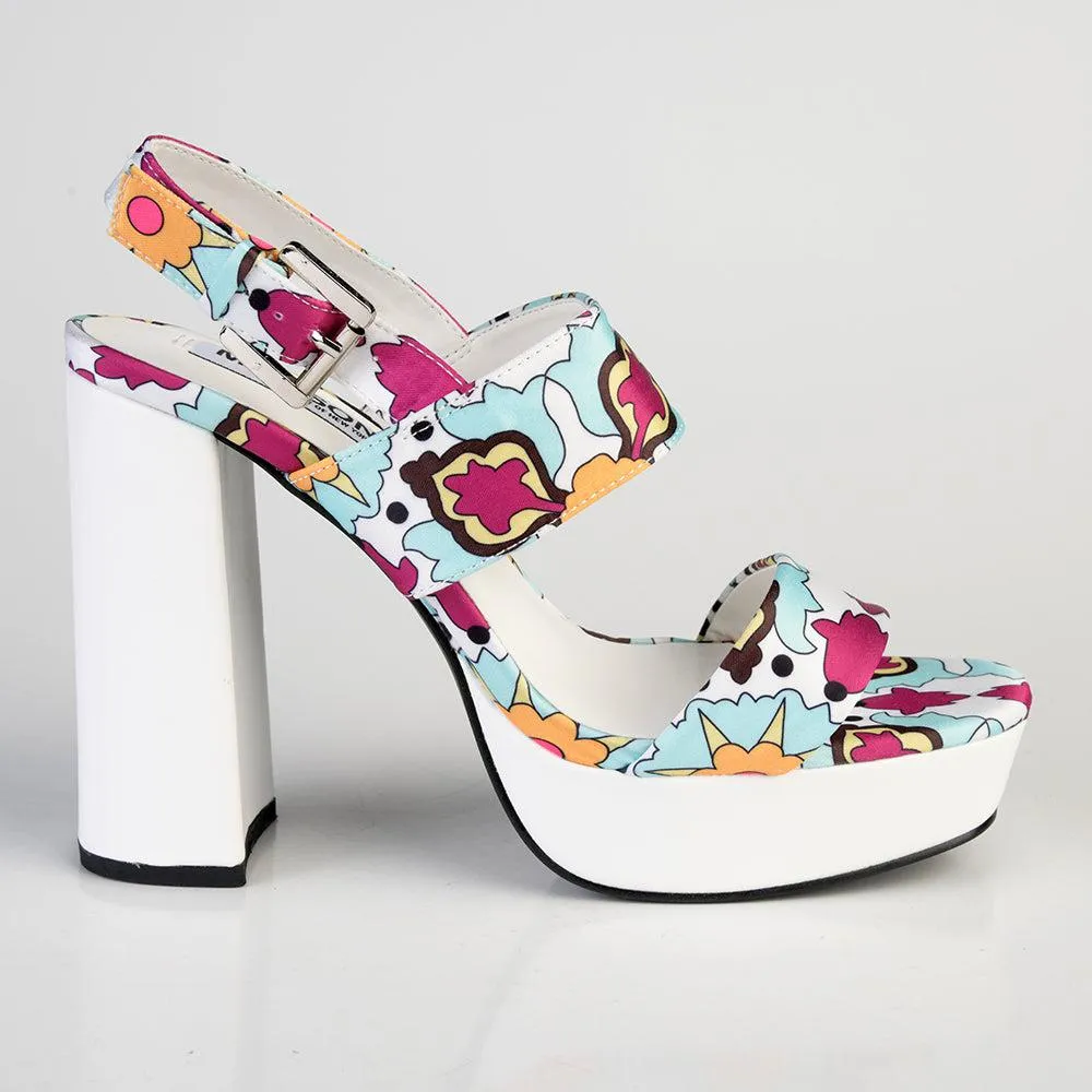 Madison Aurora Block Heel Sandal - White Multi