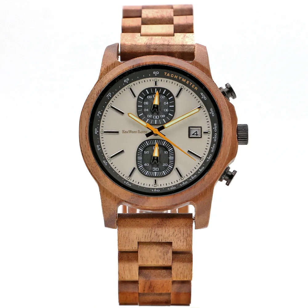 Mana Koa Wood Watch - White