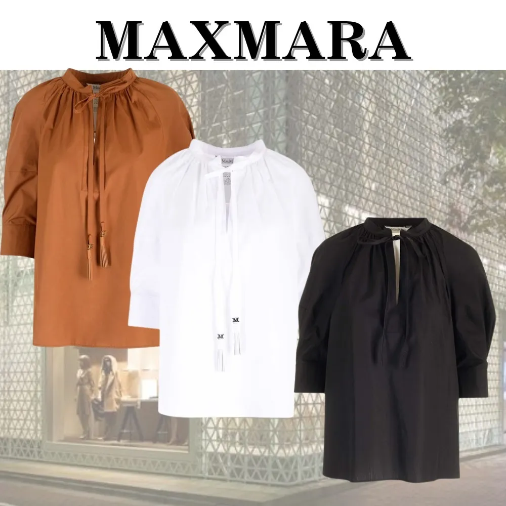 MaxMara  |Casual Style Dolman Sleeves Cropped Plain Cotton