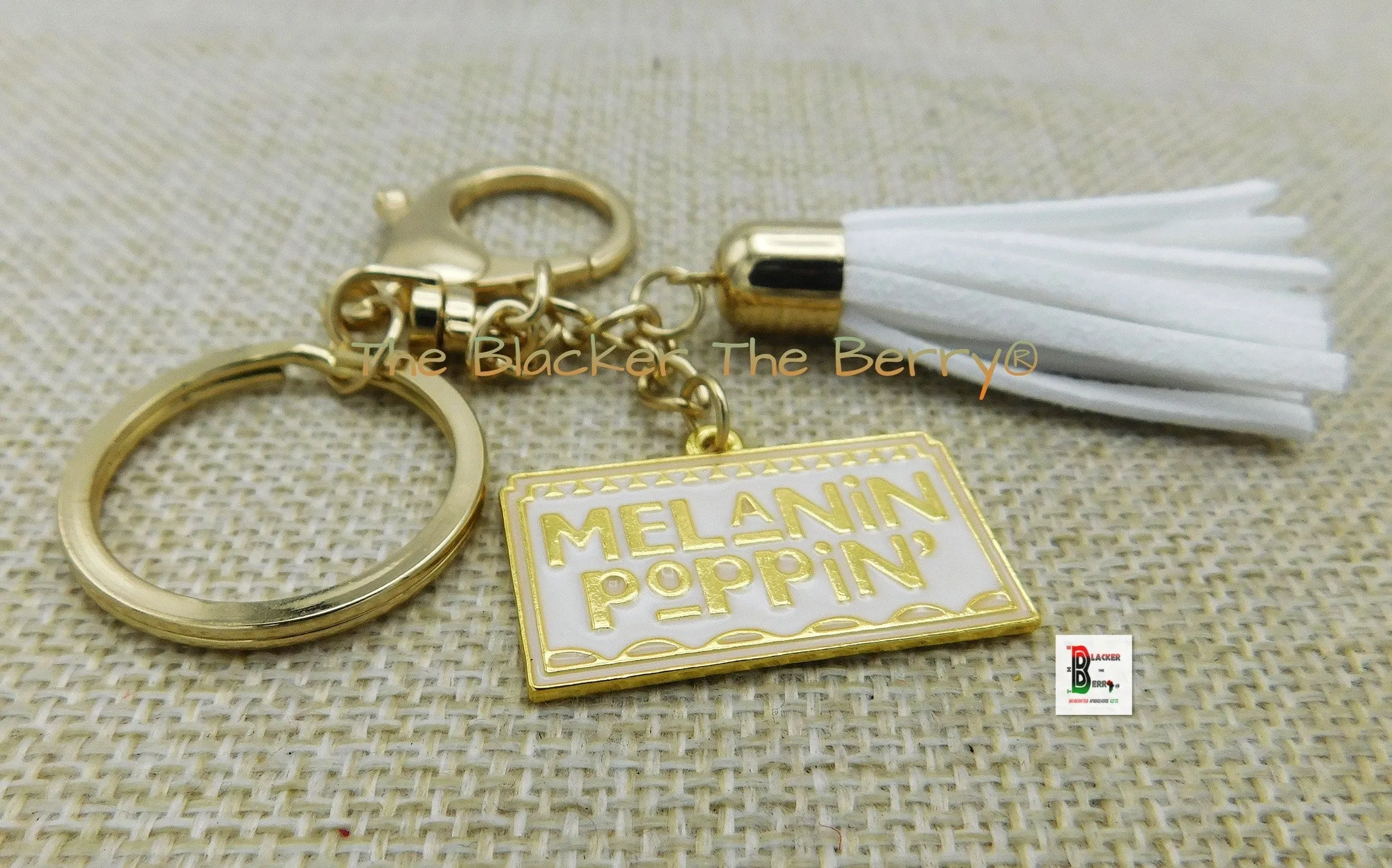 Melanin Keychains White Gold Accessories Black Owned