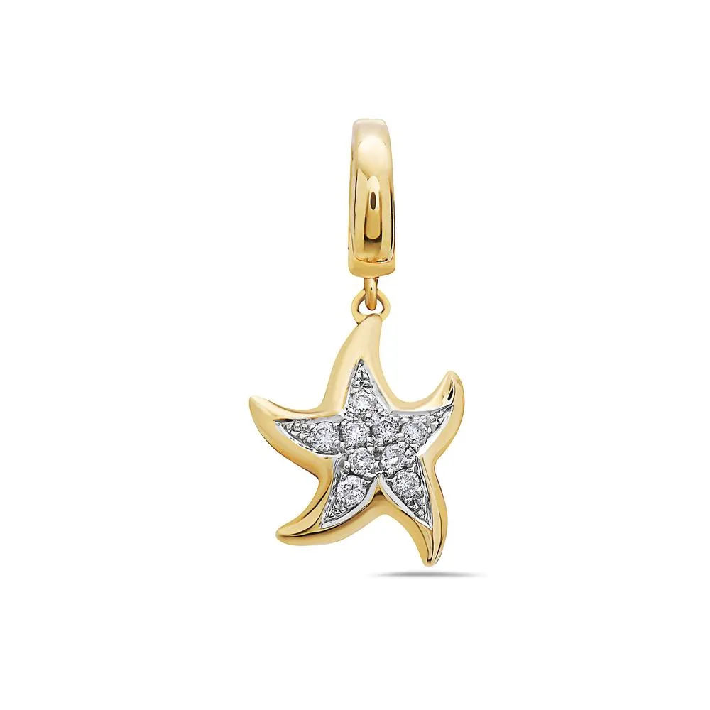 Melted Star Women's Pendant With 0.12 CT Diamonds available in White and Yellow Gold