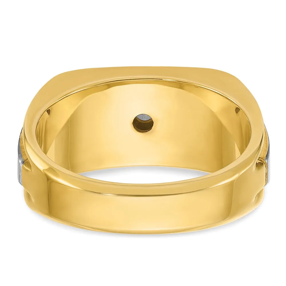 Men's 10mm 14K Two Tone Gold 5-Stone 1/2 Ctw Diamond Tapered Band