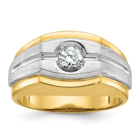 Men's 12mm 10K Two Tone Gold 1/3 Ct Diamond Tapered Band