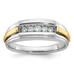 Men's 8.4mm 14K Two Tone Gold 5-Stone 1/4 Ctw Diamond Tapered Band