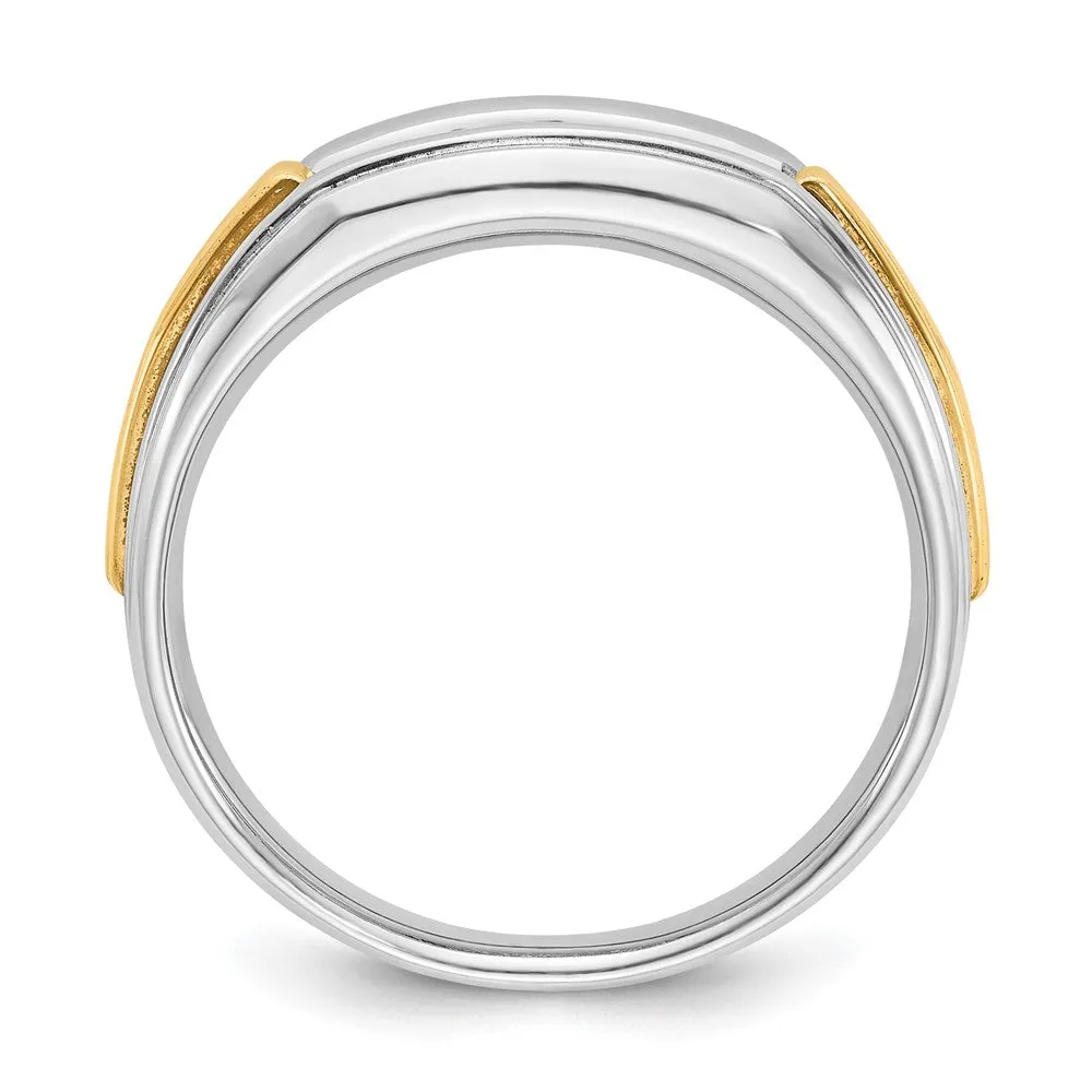 Men's 8.4mm 14K Two Tone Gold 5-Stone 1/4 Ctw Diamond Tapered Band