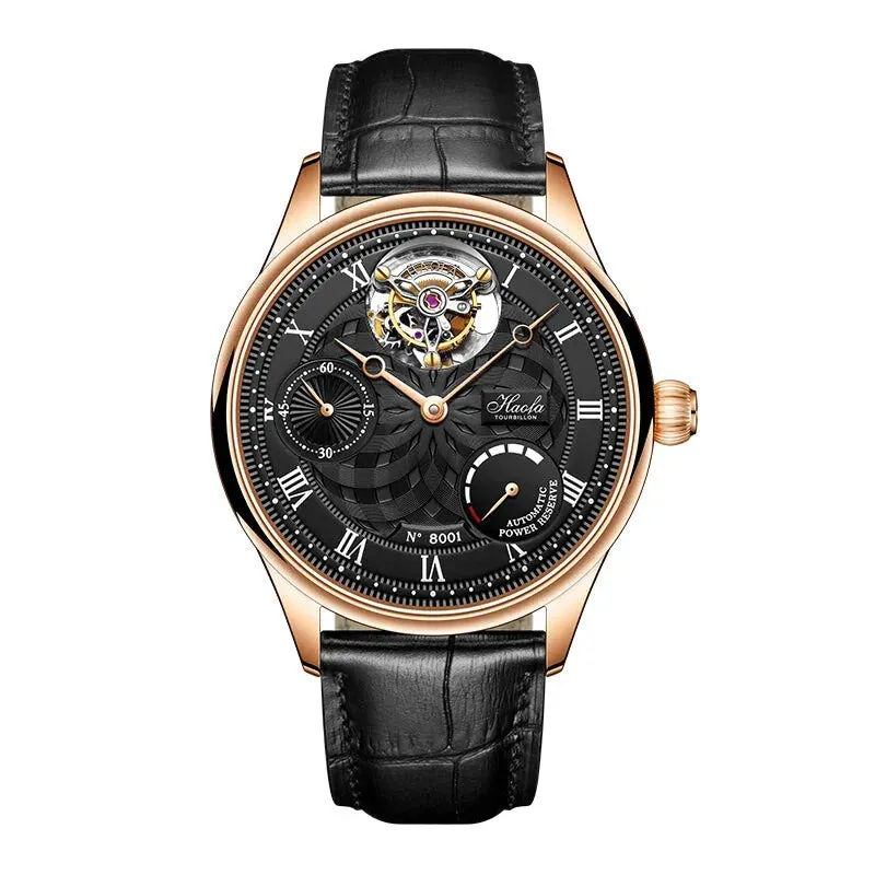 Men's Business Style Skeleton Automatic Tourbillon Mechanical Wristwatch