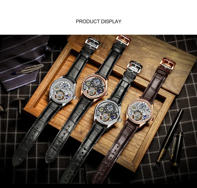 Men's Flying Tourbillon Manual Mechanical Movement Business Wristwatch