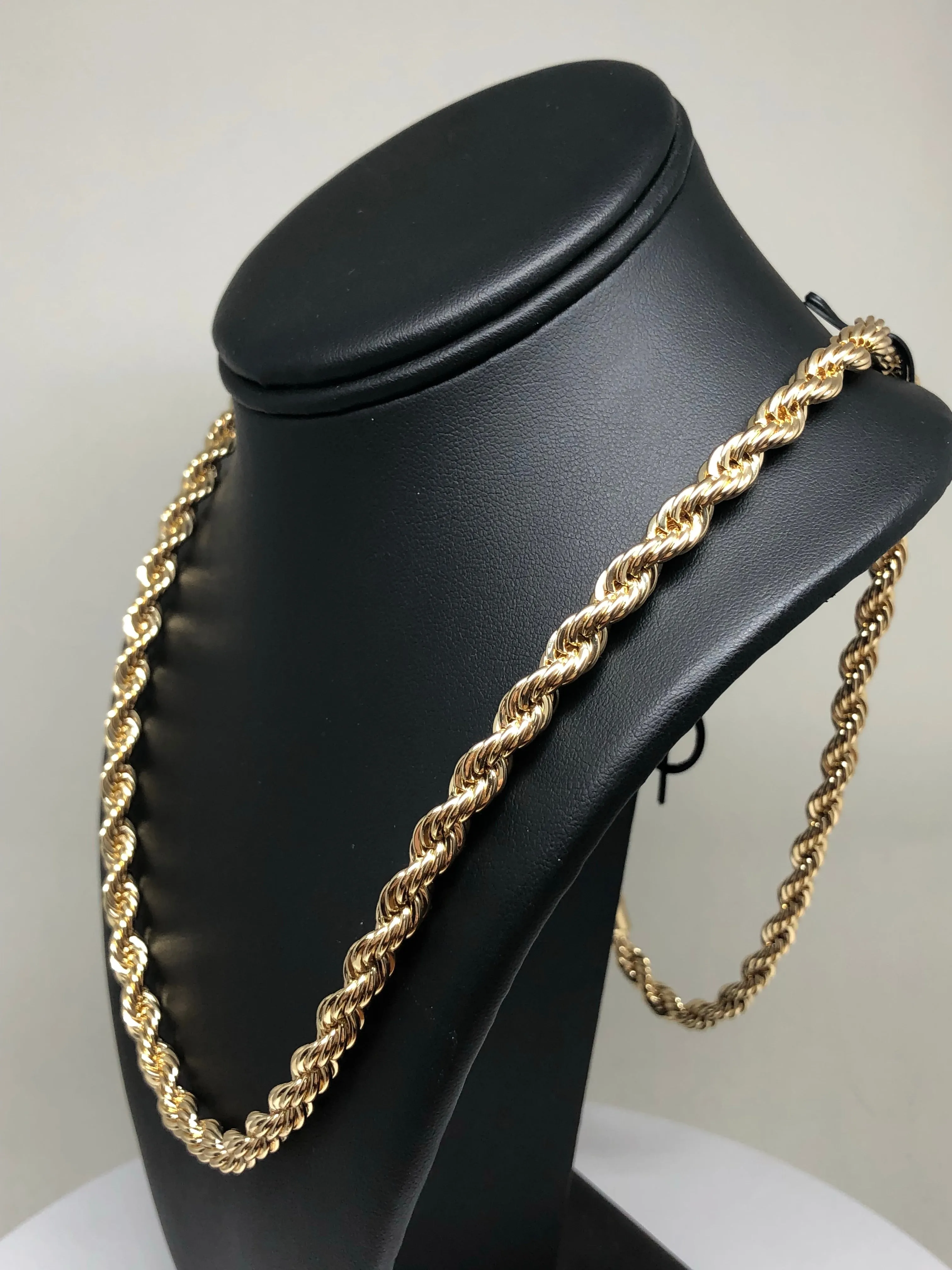 Men's Large Hip Hop 24-30 Inch Rope Chain Gold Plated 3.5-6mm Width