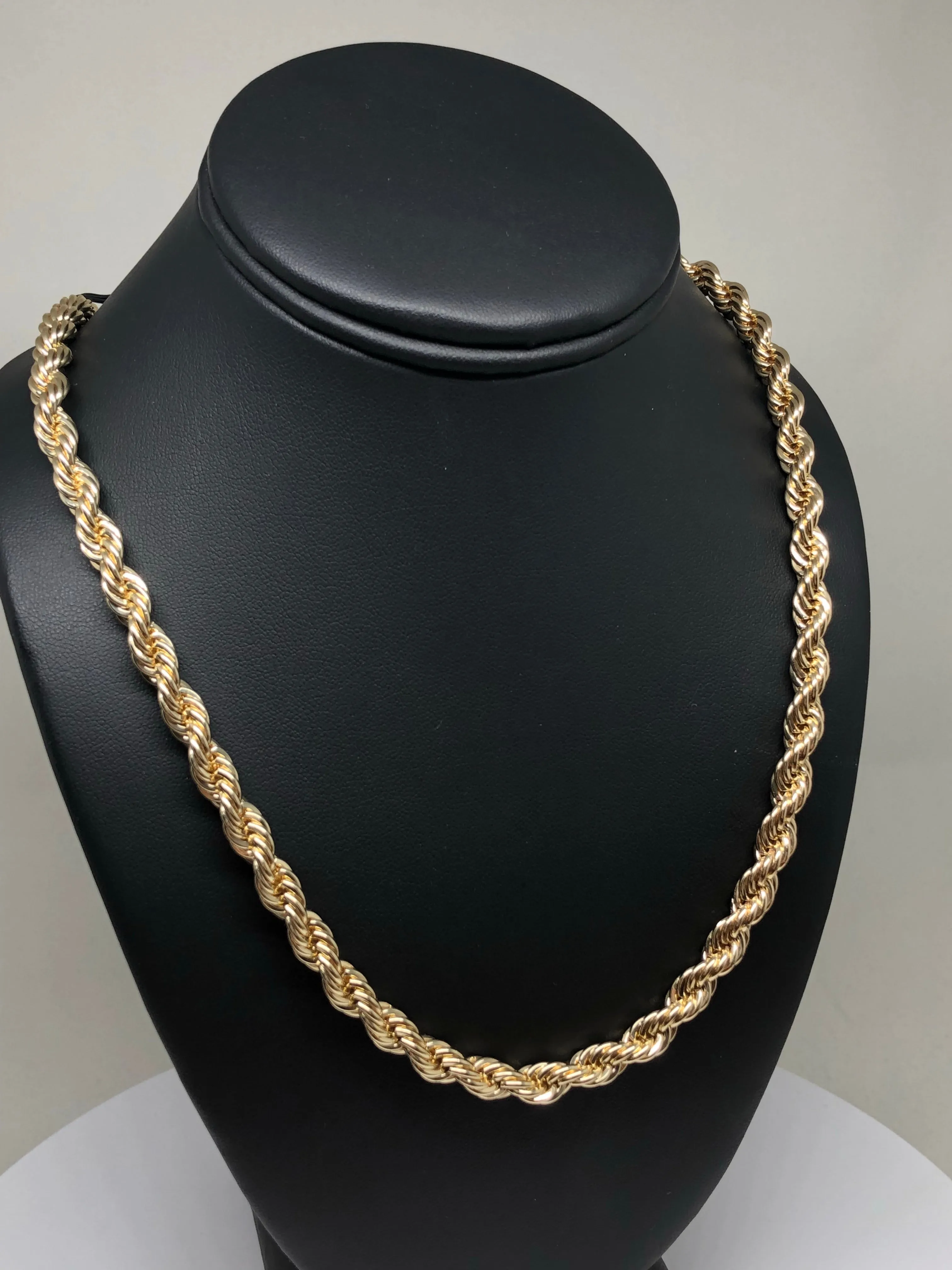 Men's Large Hip Hop 24-30 Inch Rope Chain Gold Plated 3.5-6mm Width