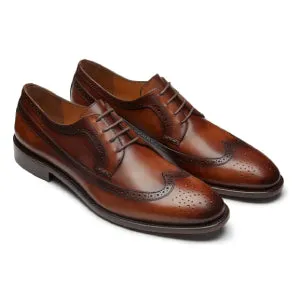 Mens leather wingtip derby shoes