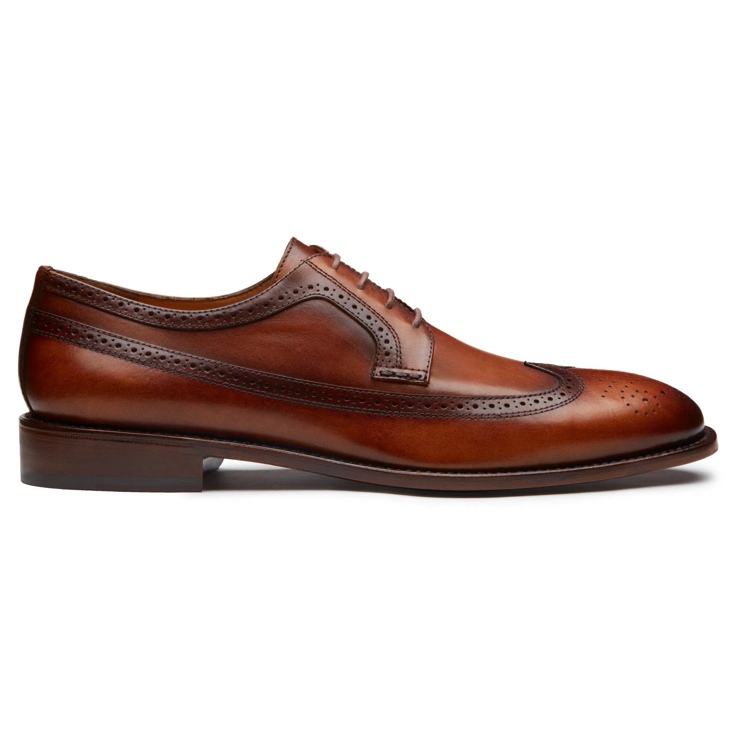 Mens leather wingtip derby shoes