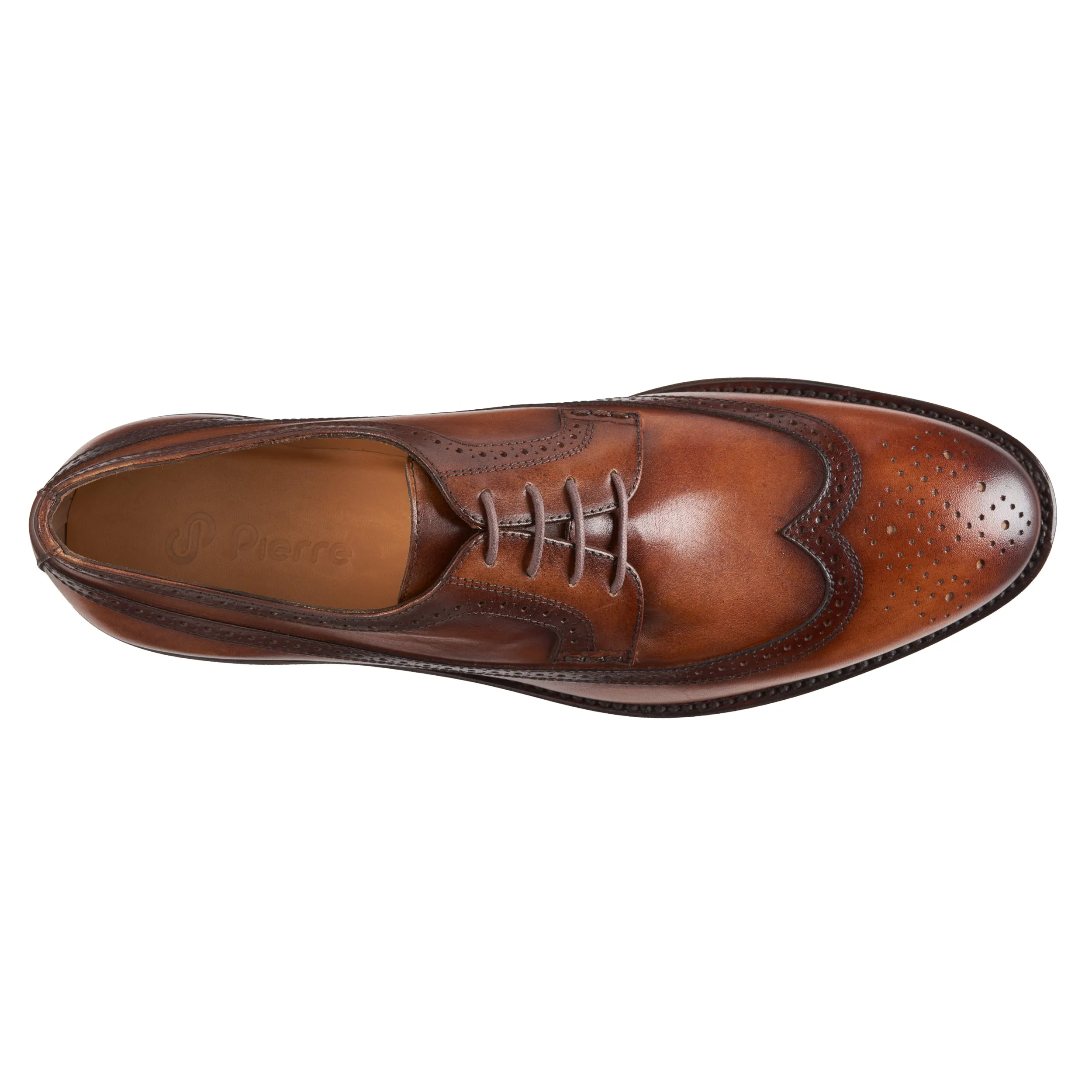 Mens leather wingtip derby shoes