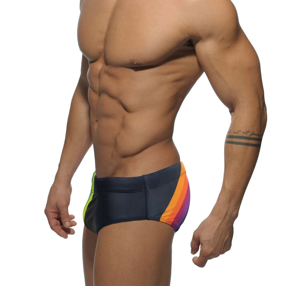 Men's Rainbow Sexy Polyester Swimming Push-Up Beach Surfing Briefs