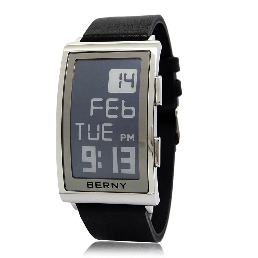 Men's Rectangle Stainless Steel Digital Casual Luxury Business Wristwatch