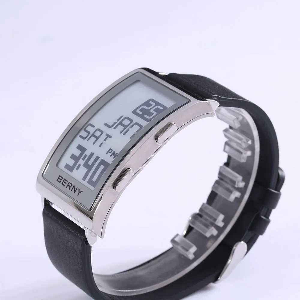 Men's Rectangle Stainless Steel Digital Casual Luxury Business Wristwatch