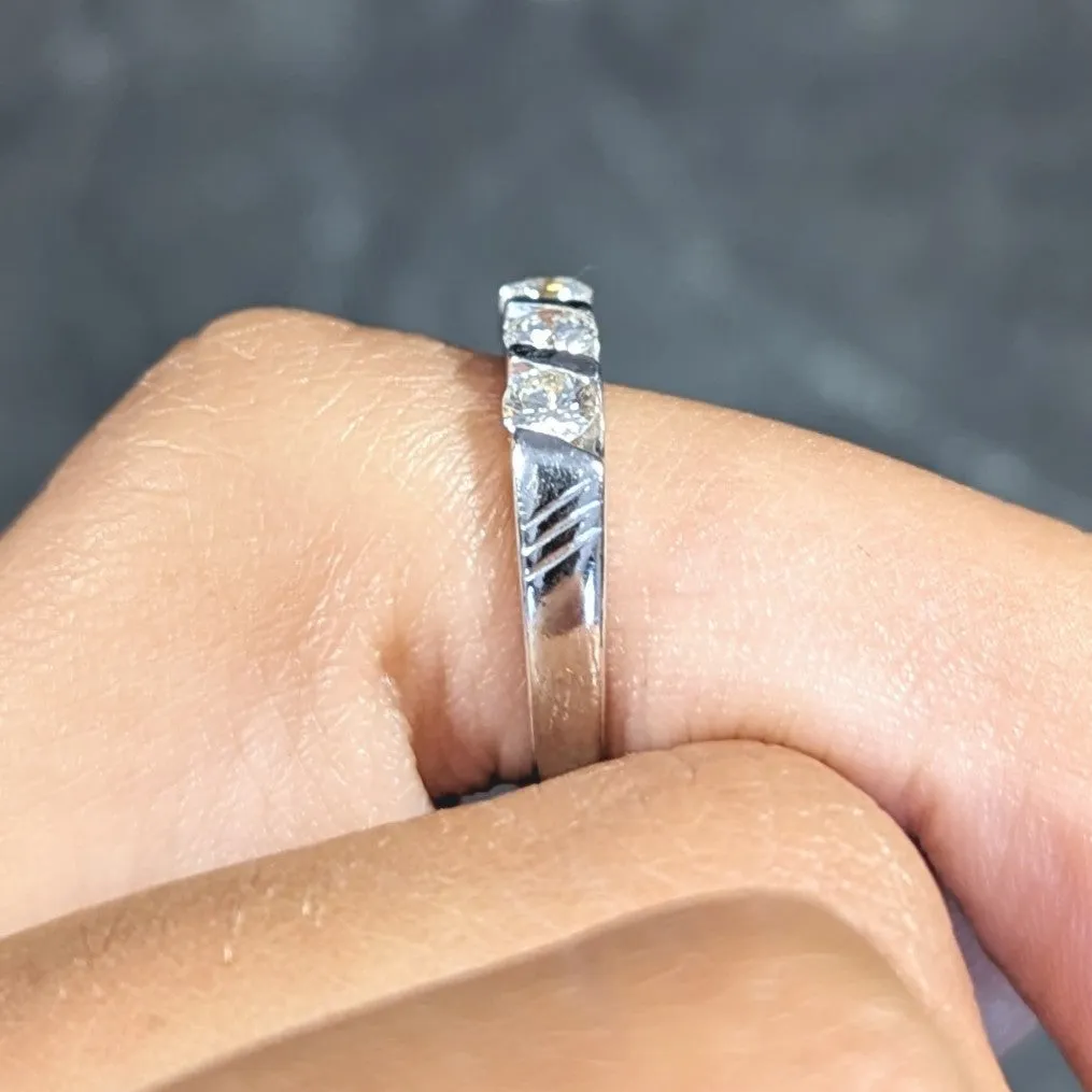 Mid-Century 0.72 CTW Diamond 18 Karat White Gold Twist Vintage Band Ring