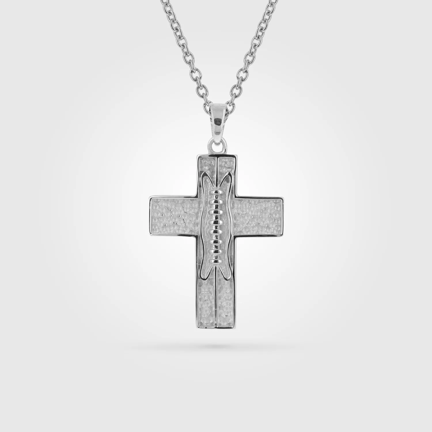 Mini Pigskin Football Cross Necklace | Gold