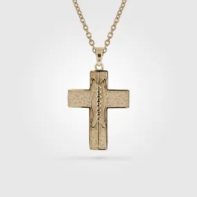 Mini Pigskin Football Cross Necklace | Gold