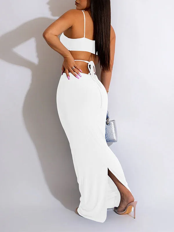 Momnfancy Off Shoulder Backless Crop Cut Out Tie Back Bodycon Going Out Vacation Plus Size Photoshoot Maternity Maxi Dress