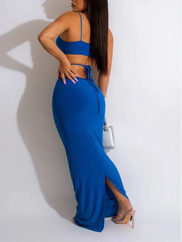 Momnfancy Off Shoulder Backless Crop Cut Out Tie Back Bodycon Going Out Vacation Plus Size Photoshoot Maternity Maxi Dress