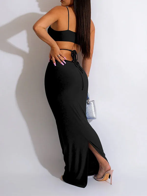 Momnfancy Off Shoulder Backless Crop Cut Out Tie Back Bodycon Going Out Vacation Plus Size Photoshoot Maternity Maxi Dress