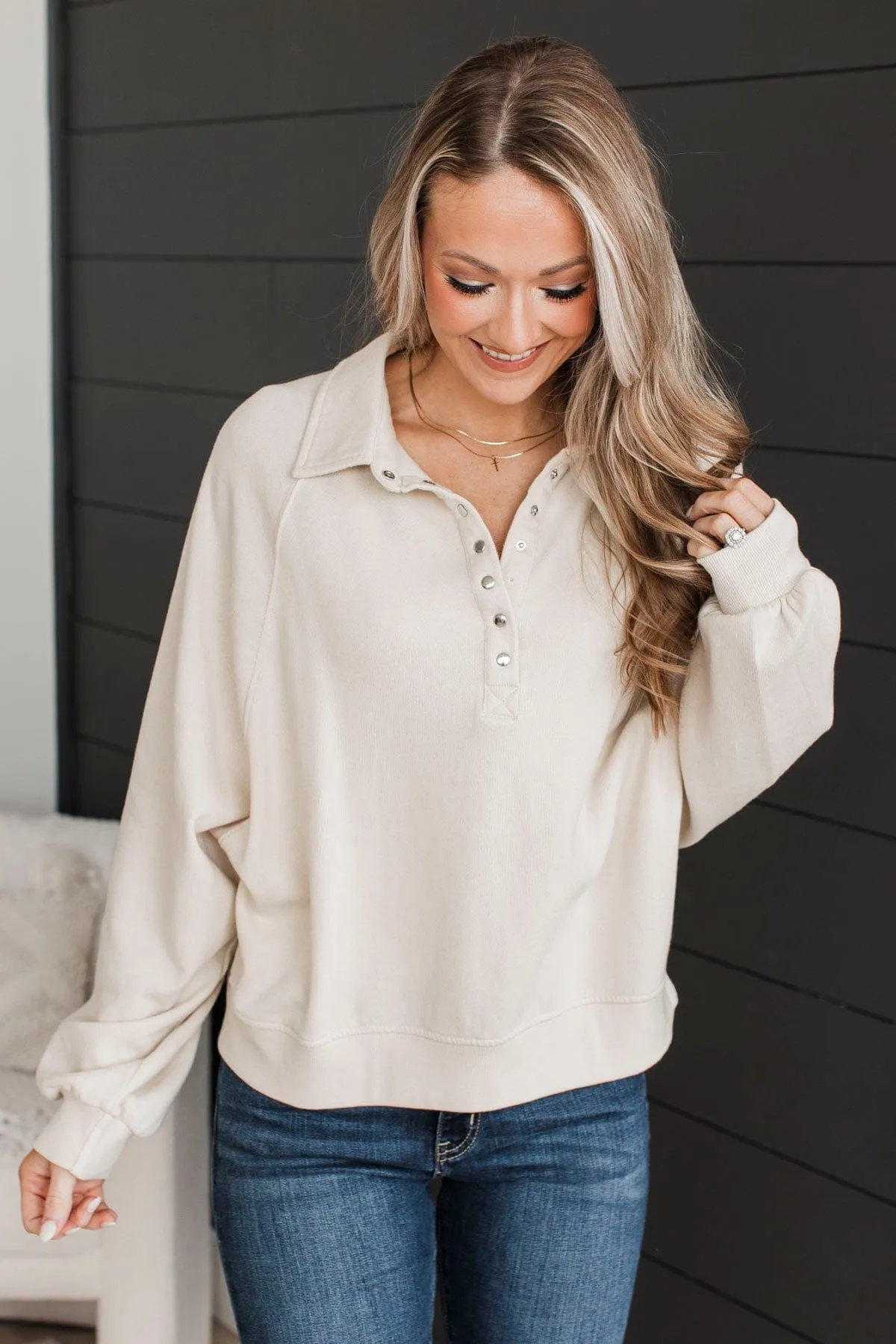 Natural Charm Pullover Top- Cream