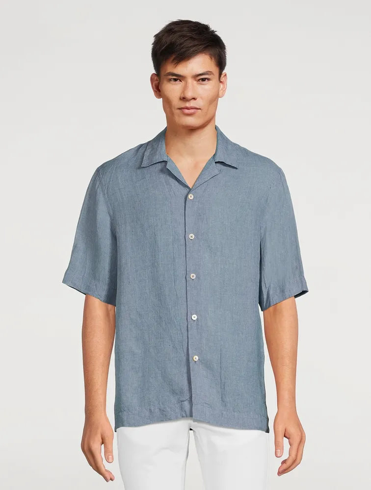 PAUL SMITH Linen Chambray Bowling Shirt