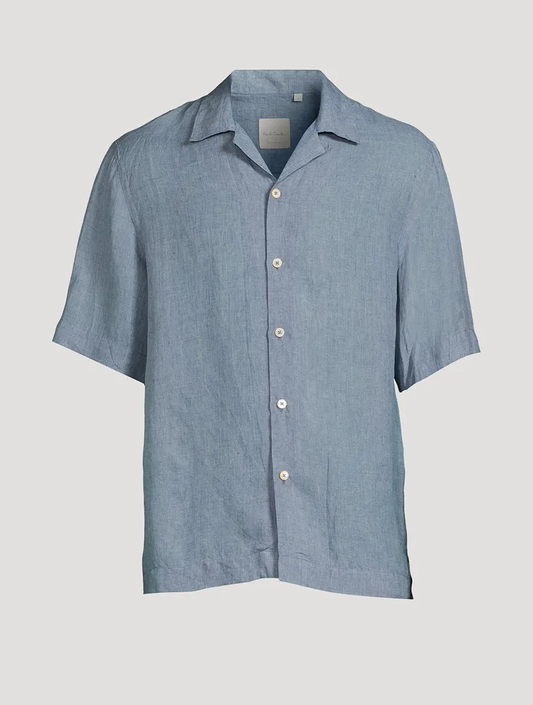 PAUL SMITH Linen Chambray Bowling Shirt