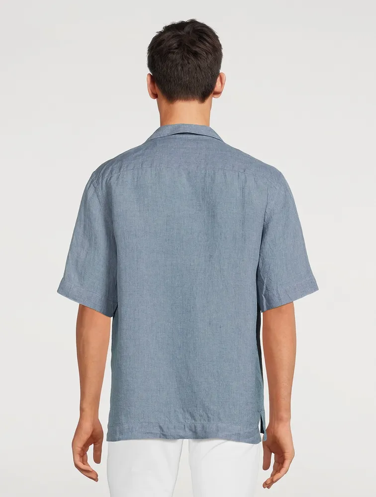 PAUL SMITH Linen Chambray Bowling Shirt