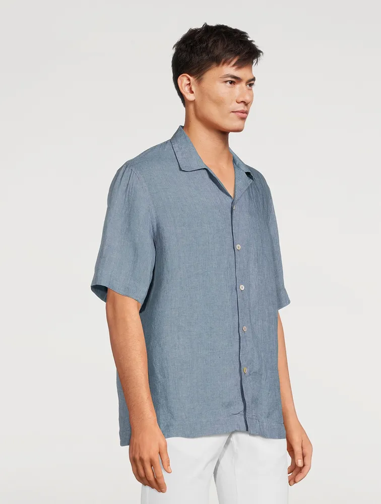 PAUL SMITH Linen Chambray Bowling Shirt