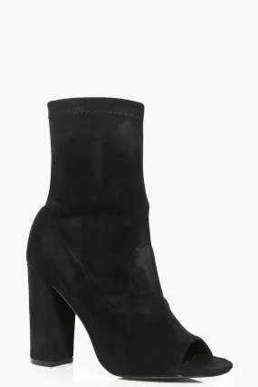 Peeptoe Block Heel Shoe Boots