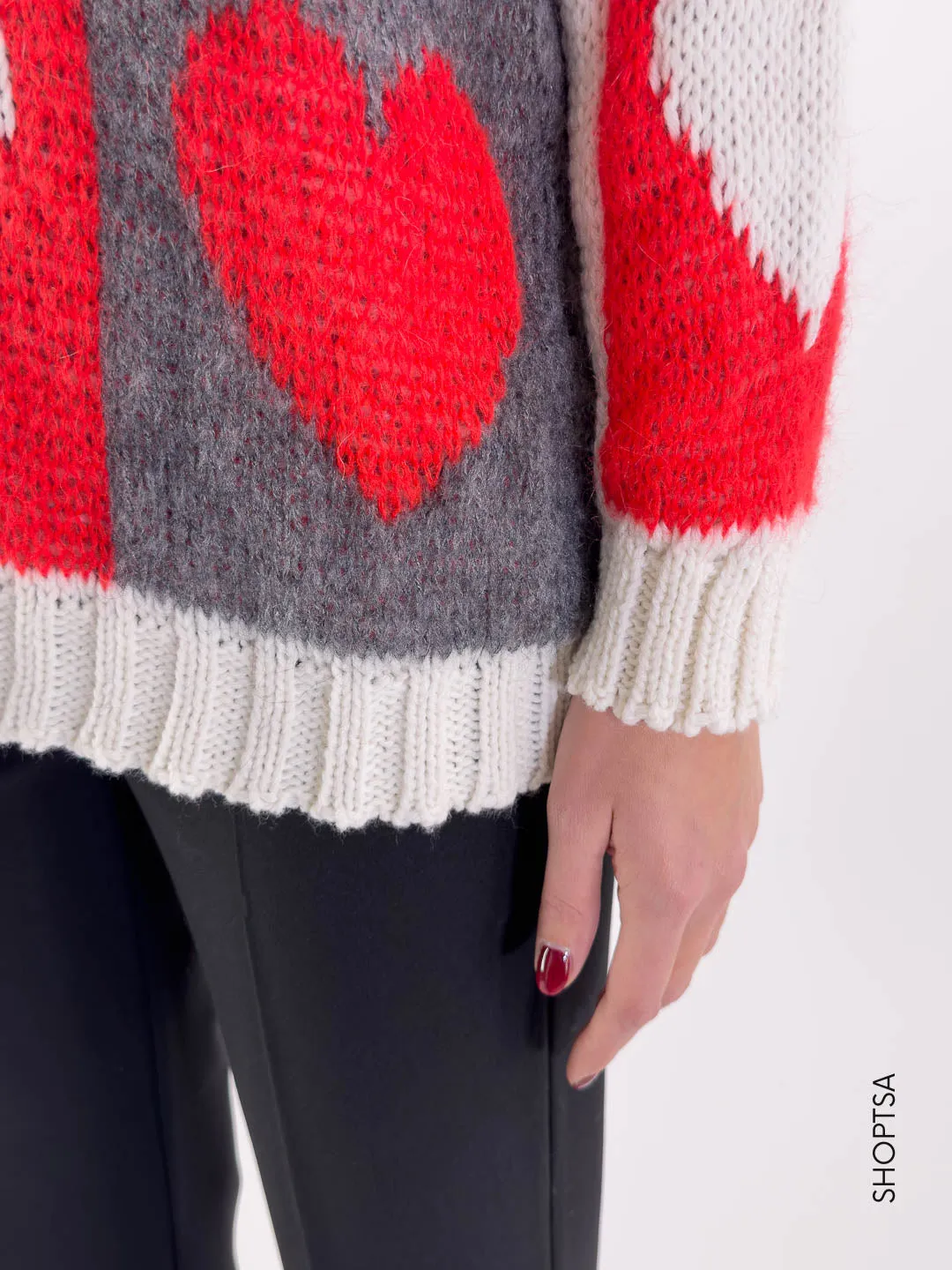 Pullover cuori naturale 33081r - ViCOLO