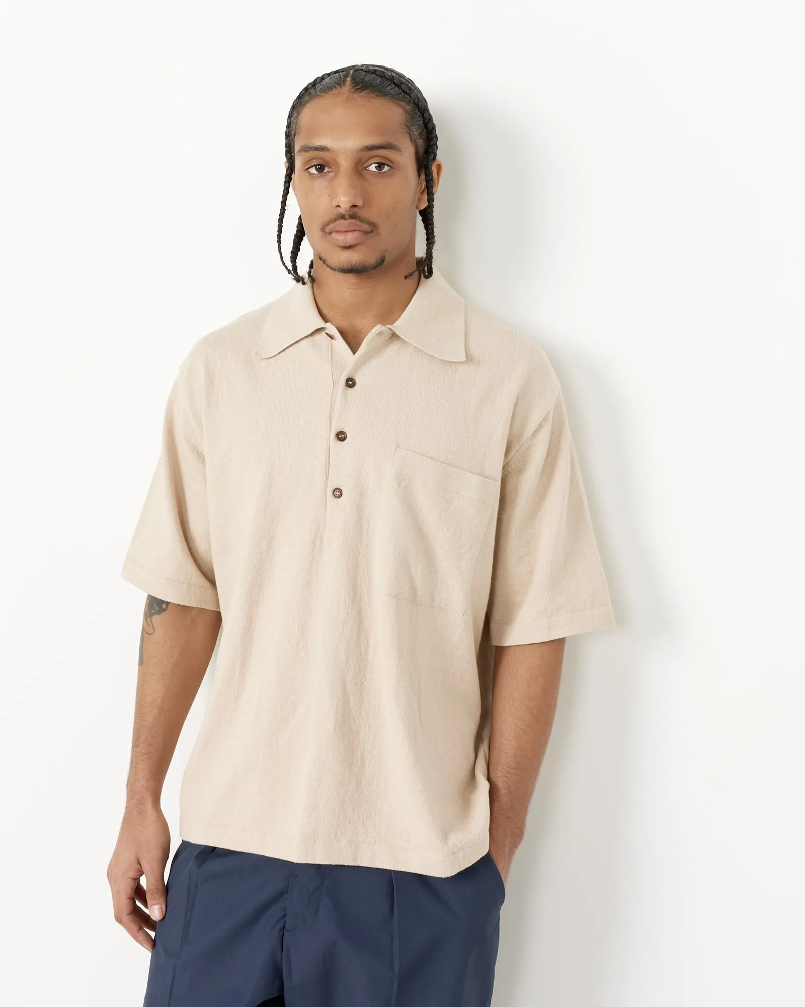 Pullover Shirt in Ecru Melange