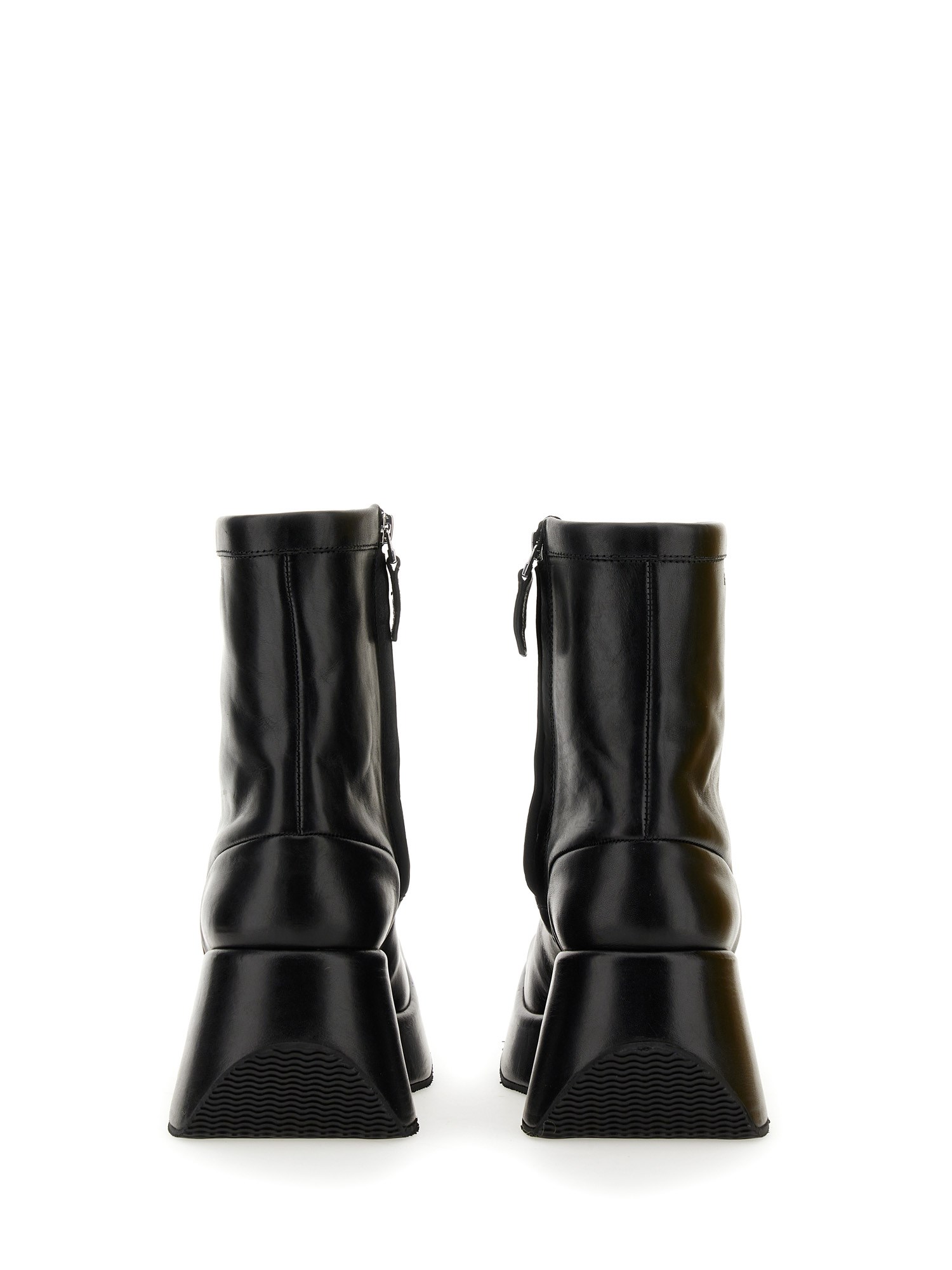 RAF SIMONS    LEATHER ANKLE BOOT WITH SQUARE TOE