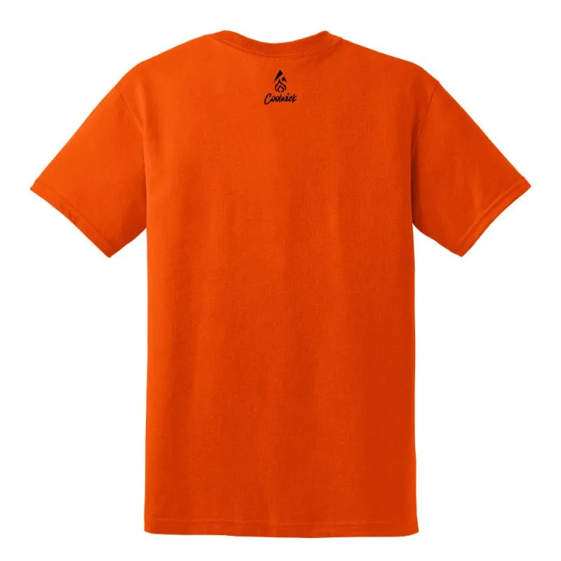 Rhino Page Men’s CoolWick 50/50 Bowling T-Shirt Orange Black