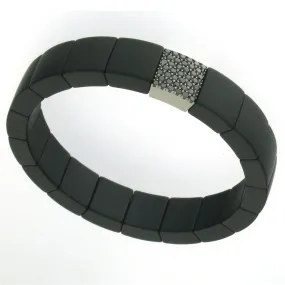 Roberto Demeglio Domino Black Ceramic Single Row Matte Bracelet with Black Diamonds